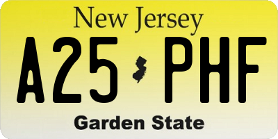 NJ license plate A25PHF