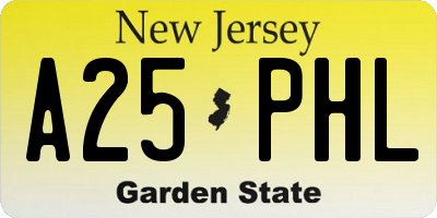 NJ license plate A25PHL