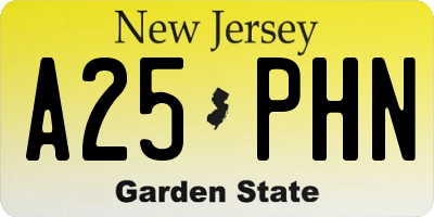 NJ license plate A25PHN
