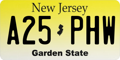 NJ license plate A25PHW
