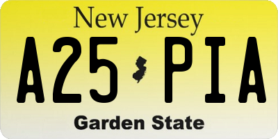 NJ license plate A25PIA