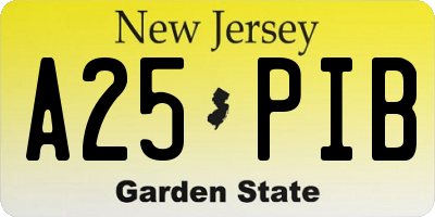 NJ license plate A25PIB