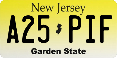 NJ license plate A25PIF