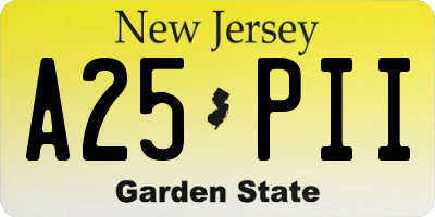 NJ license plate A25PII