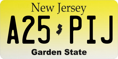 NJ license plate A25PIJ