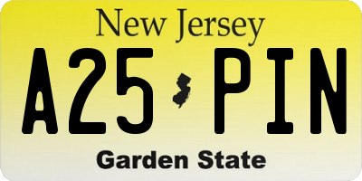 NJ license plate A25PIN