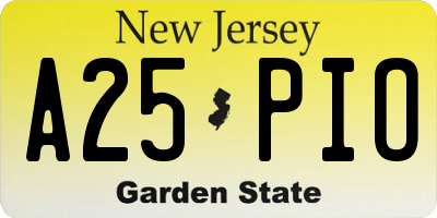 NJ license plate A25PIO
