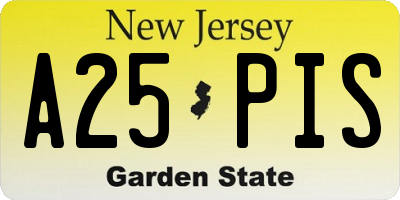 NJ license plate A25PIS