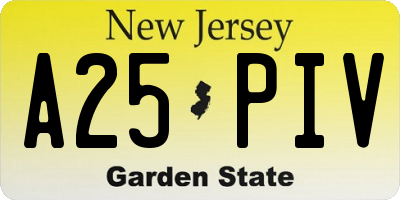 NJ license plate A25PIV