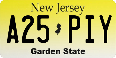 NJ license plate A25PIY