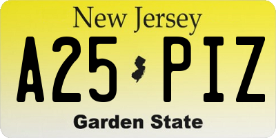 NJ license plate A25PIZ