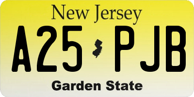 NJ license plate A25PJB