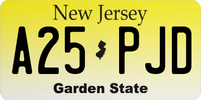 NJ license plate A25PJD