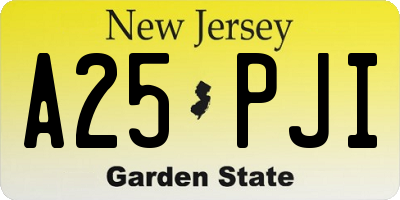 NJ license plate A25PJI