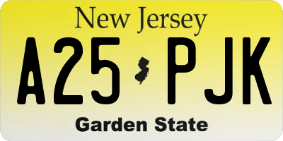 NJ license plate A25PJK