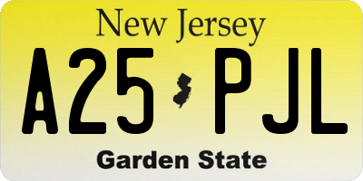 NJ license plate A25PJL