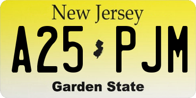 NJ license plate A25PJM