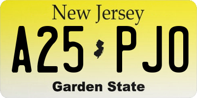 NJ license plate A25PJO