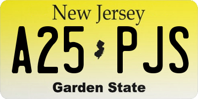 NJ license plate A25PJS