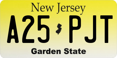 NJ license plate A25PJT