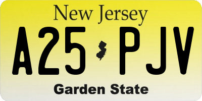 NJ license plate A25PJV