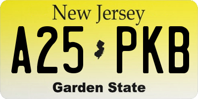 NJ license plate A25PKB