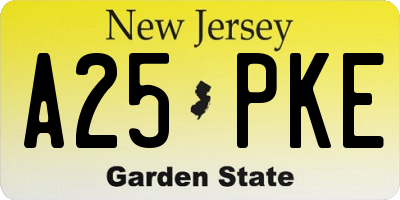 NJ license plate A25PKE