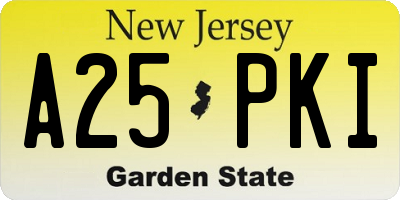 NJ license plate A25PKI