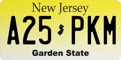 NJ license plate A25PKM