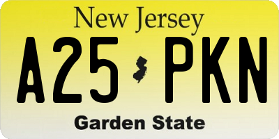 NJ license plate A25PKN