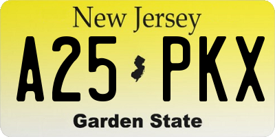 NJ license plate A25PKX