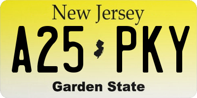NJ license plate A25PKY