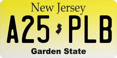 NJ license plate A25PLB
