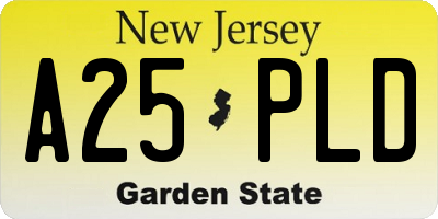 NJ license plate A25PLD