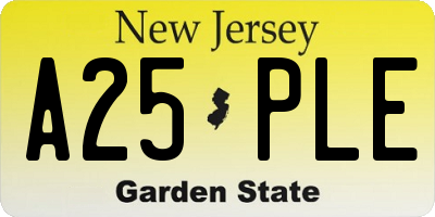 NJ license plate A25PLE