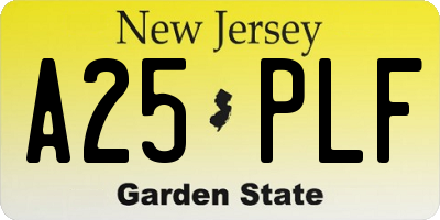 NJ license plate A25PLF
