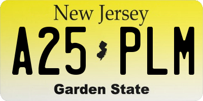 NJ license plate A25PLM