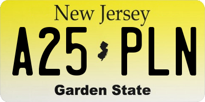 NJ license plate A25PLN