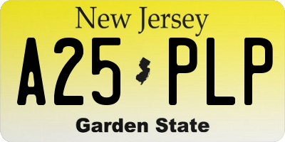 NJ license plate A25PLP