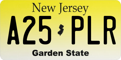 NJ license plate A25PLR