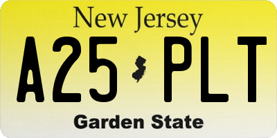 NJ license plate A25PLT