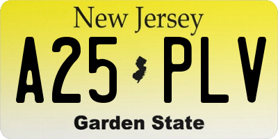 NJ license plate A25PLV