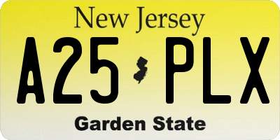 NJ license plate A25PLX