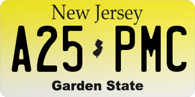 NJ license plate A25PMC