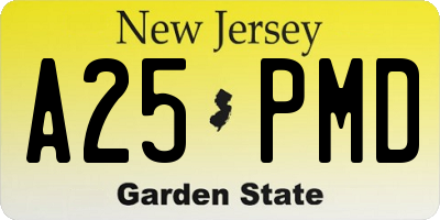 NJ license plate A25PMD