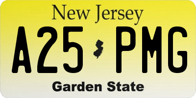 NJ license plate A25PMG