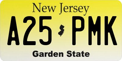 NJ license plate A25PMK