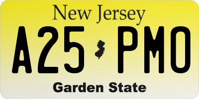 NJ license plate A25PMO