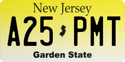 NJ license plate A25PMT