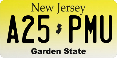 NJ license plate A25PMU